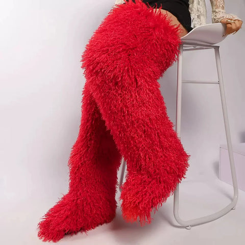 Over The Knee Furry Boots